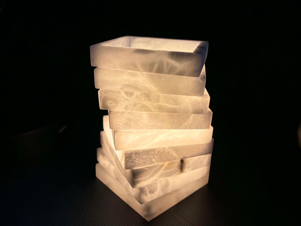 Onyx Tischlampe – Naturstein Leuchte handgefertigt