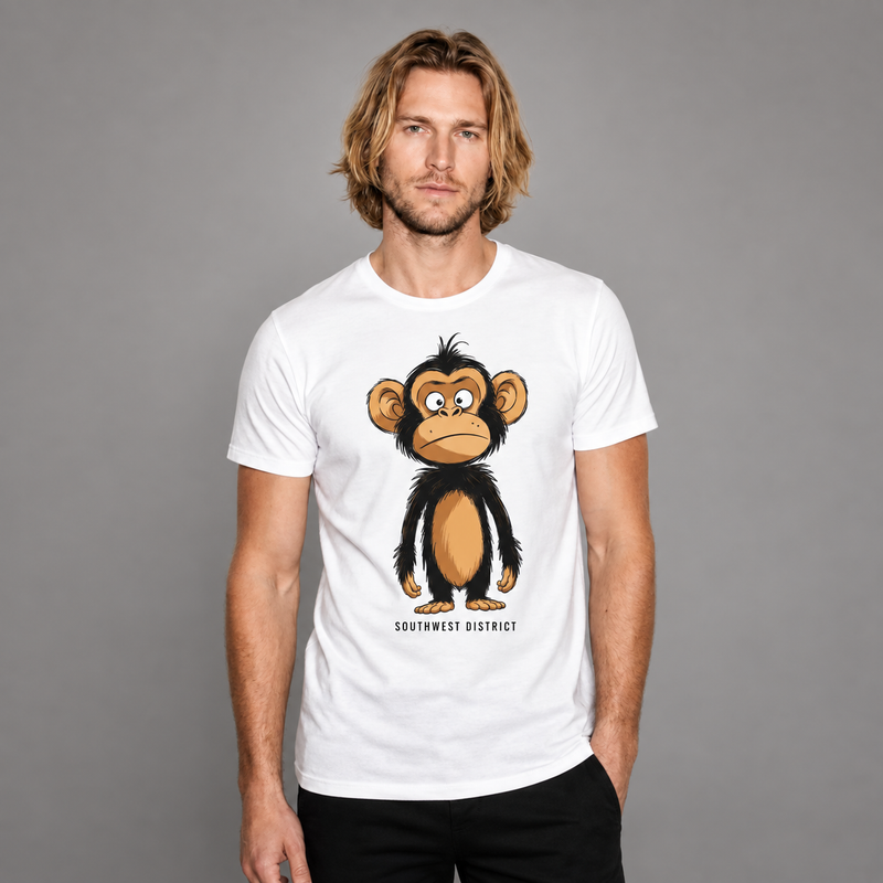 Southwest District T-Shirt Unisex "Monkey Business" – Fun Print, Weiss