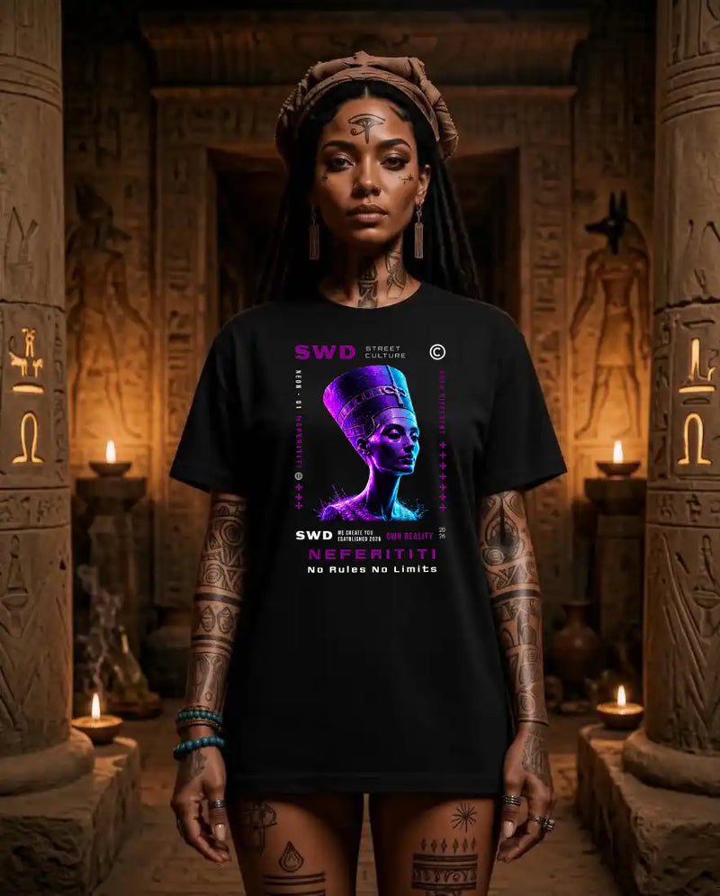 Southwest District T-Shirt Unisex "Nefertiti" – Neon Limited Edition, Schwarz