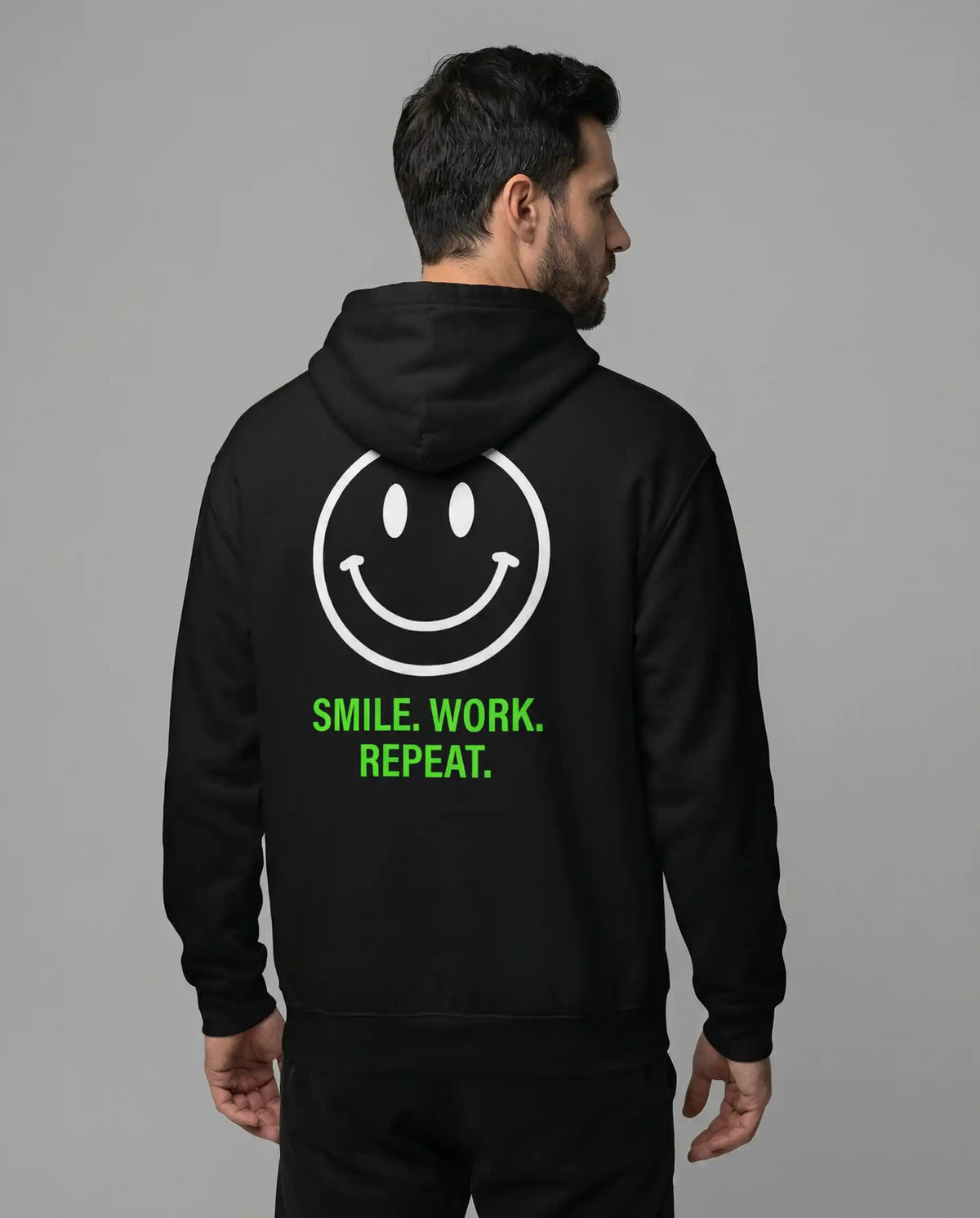 Southwest District Hoodie Unisex "Smile Work Repeat" – Streetwear, Schwarz