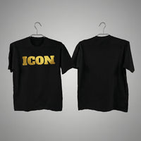 Schwarzes ICON T-Shirt – dein Statement im goldenen Glitzer-Effekt