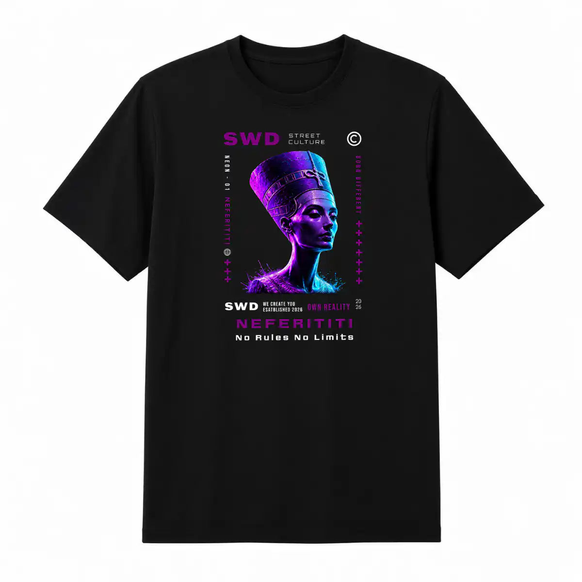 Southwest District T-Shirt Unisex "Nefertiti" – Neon Limited Edition, Schwarz