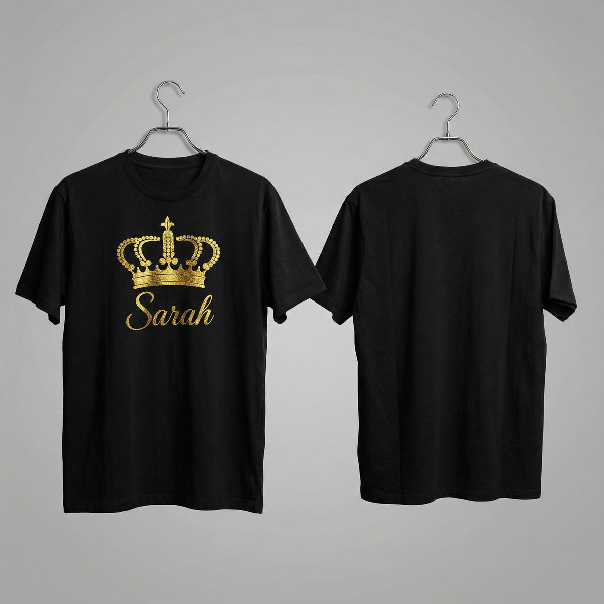 Personalisierbares Krone T-Shirt – Dein Name im goldenen Glitzereffekt