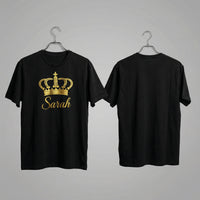 Personalisierbares Krone T-Shirt – Dein Name im goldenen Glitzereffekt