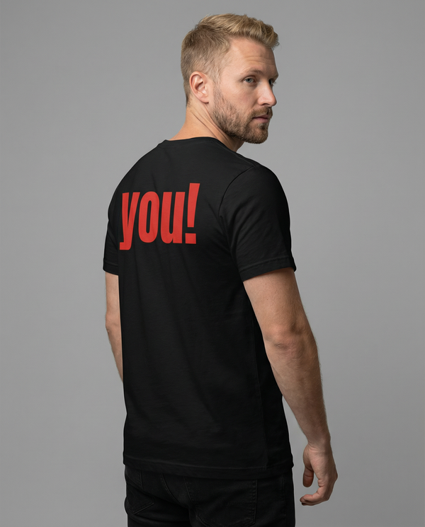 YOU! Statement T-Shirt — Neon Orange Backprint