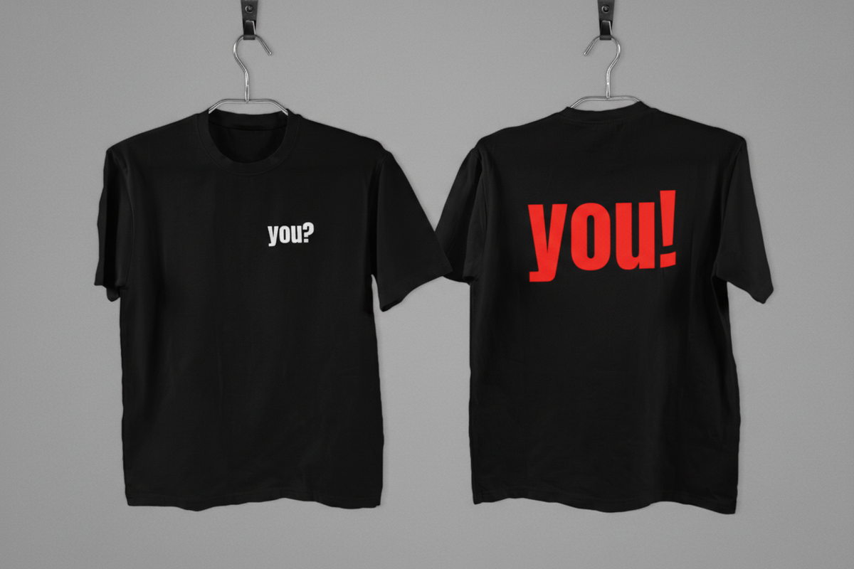 YOU! Statement T-Shirt — Neon Orange Backprint
