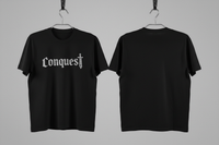 Schwarzes Conquest T-Shirt – silberner Glitzer Effekt