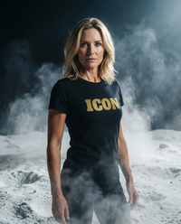 Schwarzes ICON T-Shirt – dein Statement im goldenen Glitzer-Effekt