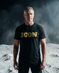 Schwarzes ICON T-Shirt – dein Statement im goldenen Glitzer-Effekt