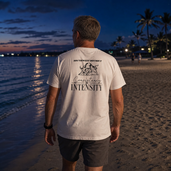 Consistency > Intensity T-Shirt – Southwest District | Statement Streetwear | Unisex Weiß