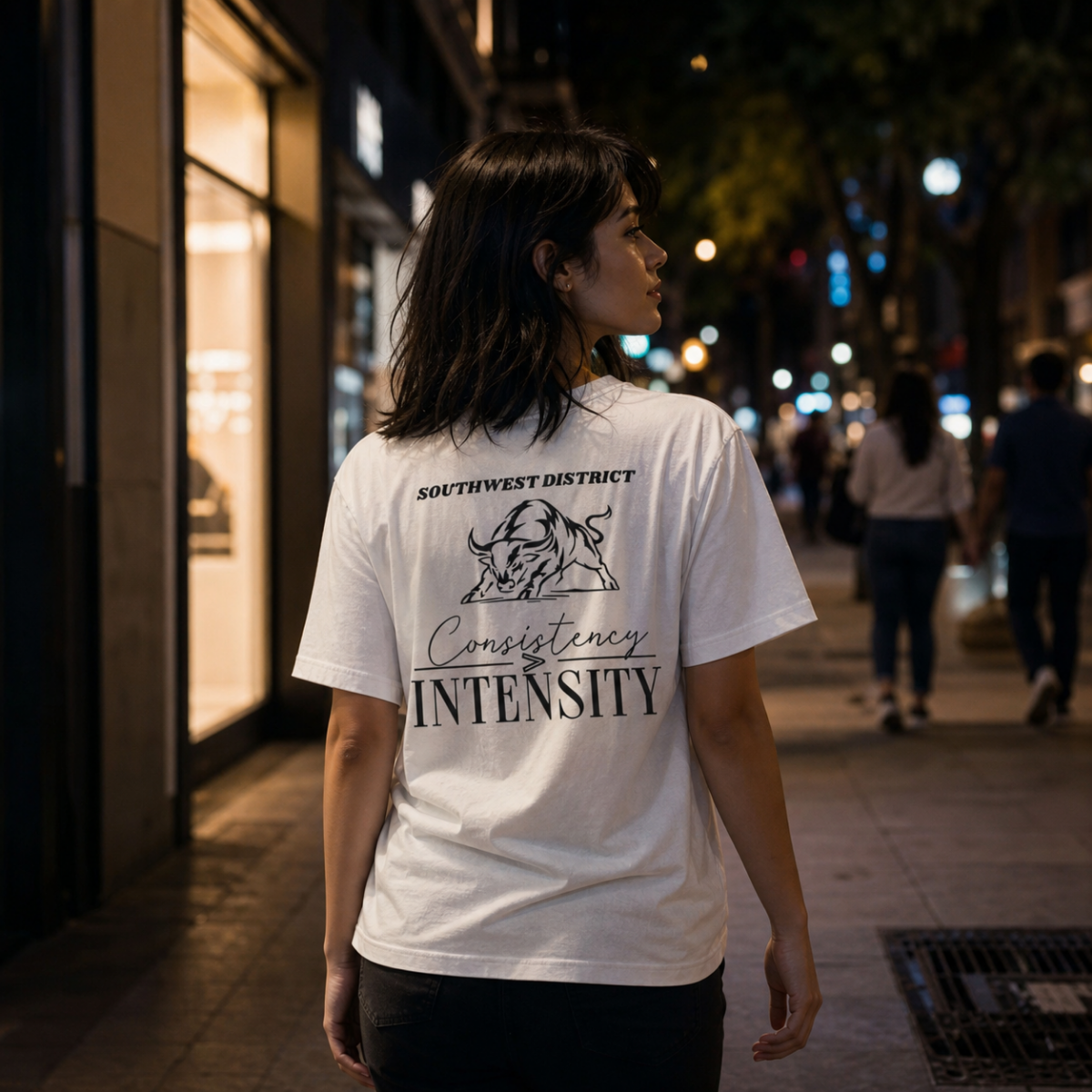 Consistency > Intensity T-Shirt – Southwest District | Statement Streetwear | Unisex Weiß