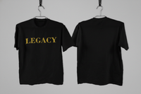 Schwarzes LEGACY T-Shirt – kraftvolles Statement in Glitzer-Gold Effekt