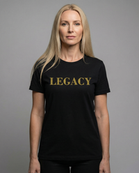 Schwarzes LEGACY T-Shirt – kraftvolles Statement in Glitzer-Gold Effekt