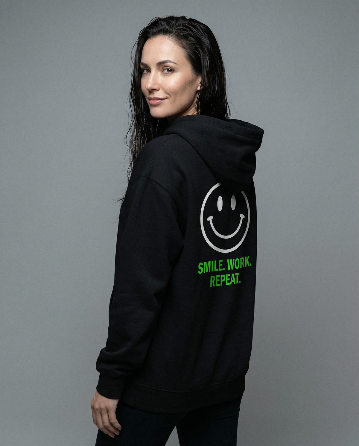 SWD Smile Work Repeat Hoodie Black