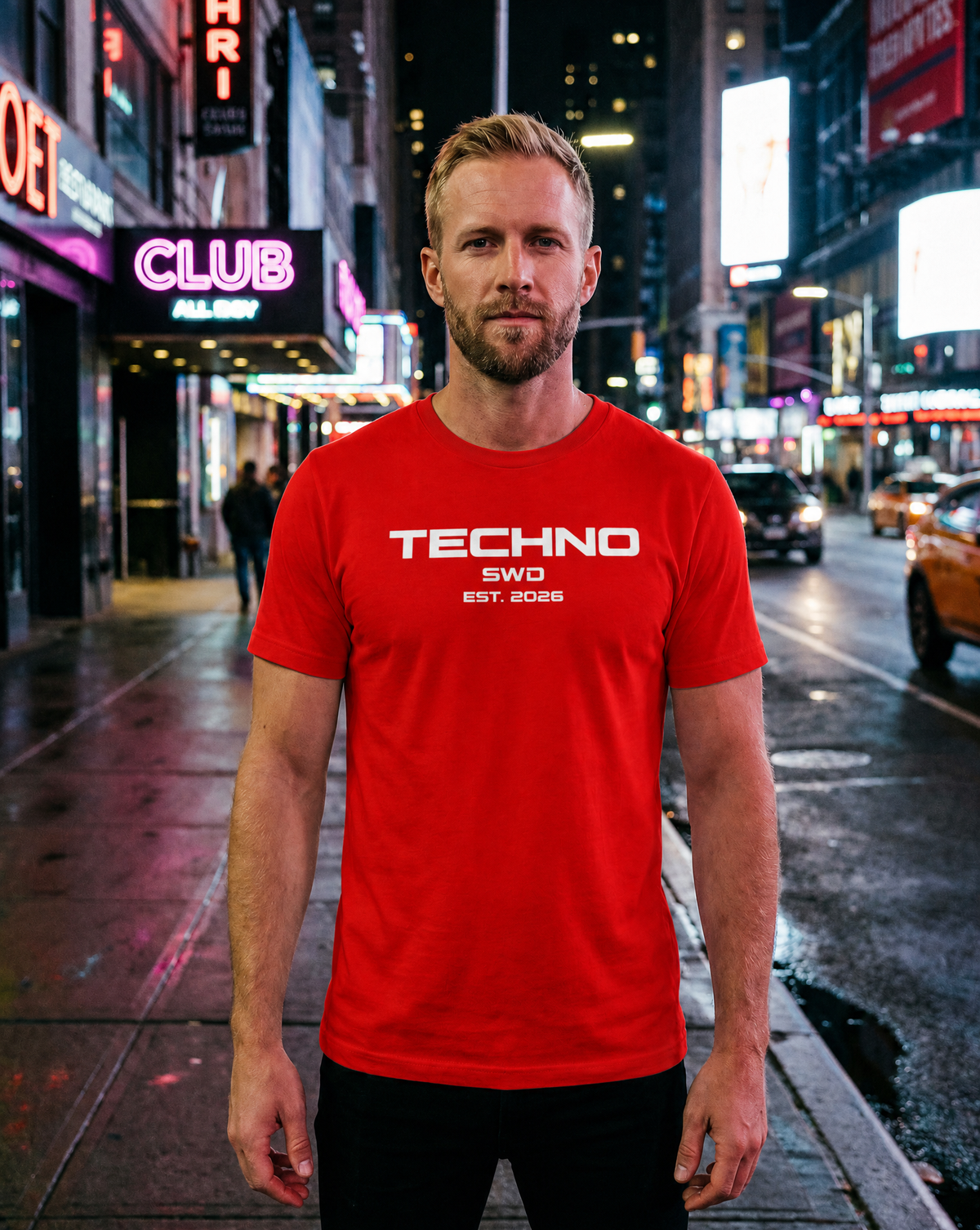 SWD TECHNO – Urban Streetwear T-Shirt Red Edition